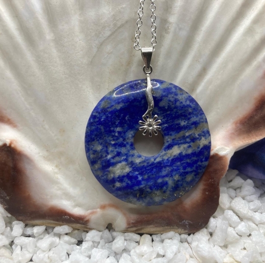 Lapislazuli Donut mit 925er Silberspange