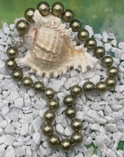 Shellpearl Collier Grün 14 mm