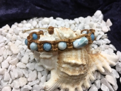 Larimar-Perlen-Armband, handgefertigt