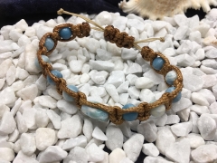 Larimar-Perlen-Armband, handgefertigt