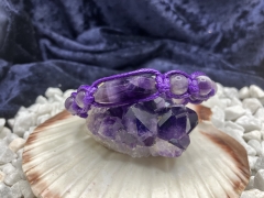 Amethyst Perlen-Armband, Baumwolle lila, handgefertigt