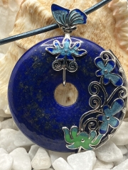 Lapislazuli Donut mit 925er Silberspange