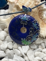 Lapislazuli Donut mit 925er Silberspange